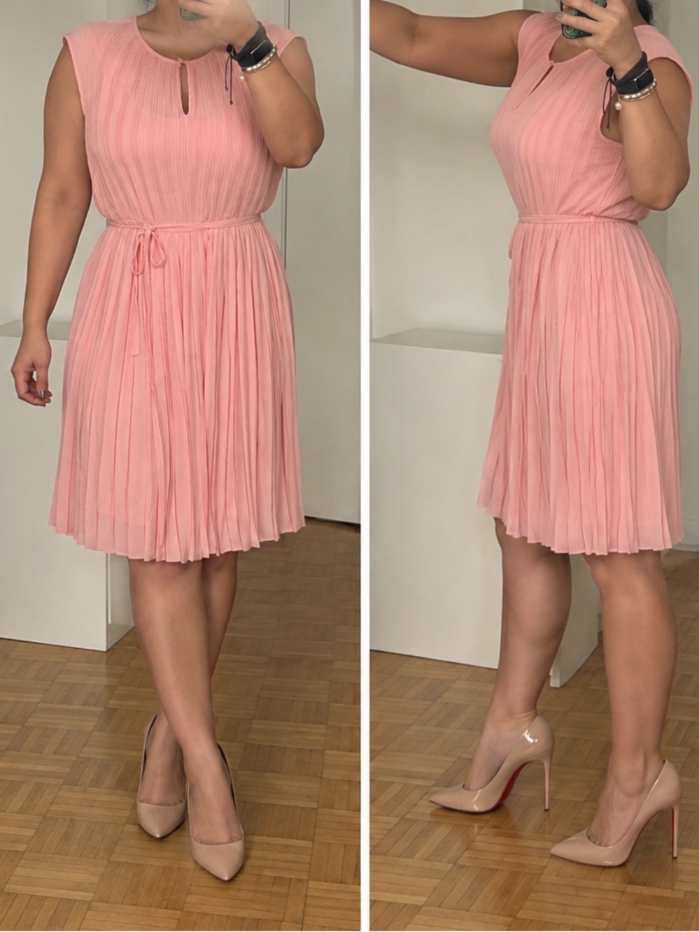 Addition Elle Montreal 1980 NWT Pleated Blush Pink Midi Dress Size 14